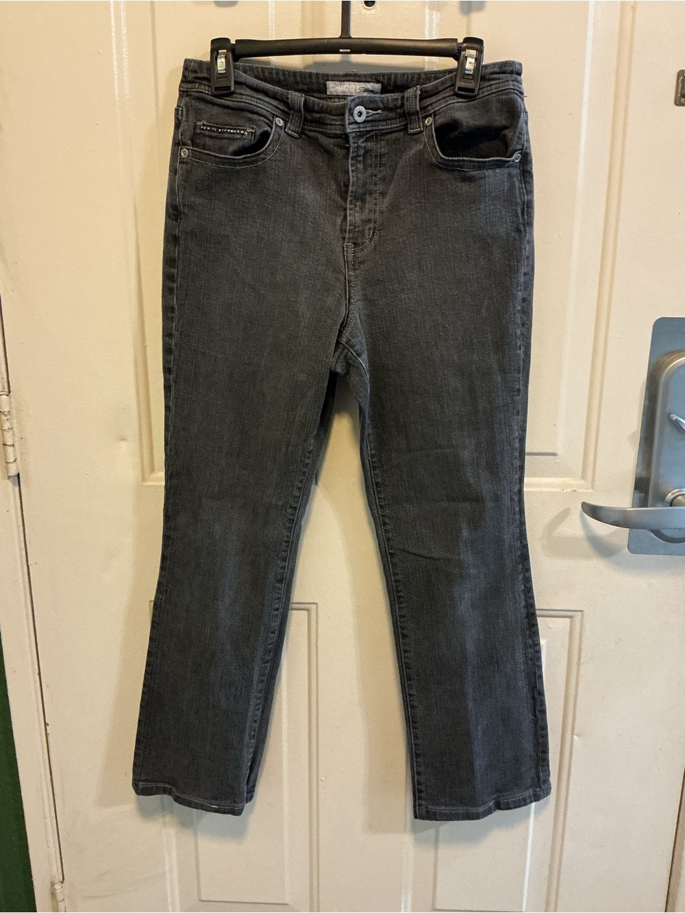 Chico's Women's Dark Gray Straight-Leg Stretch Jeans